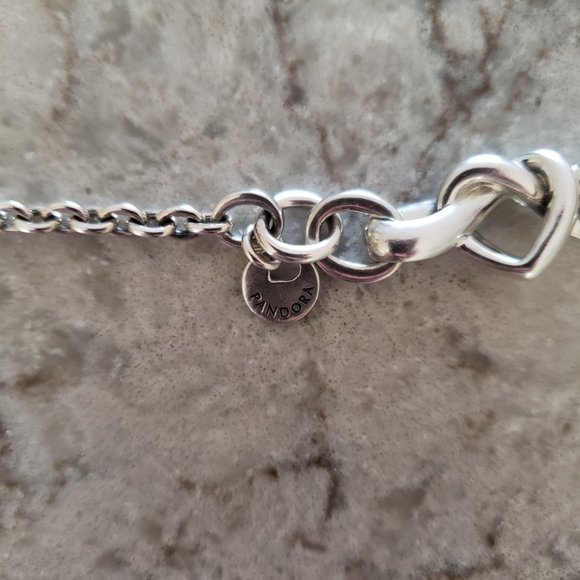 💞Pandora Knotted Heart T-Bar Bracelet, Sterling Silver, 20 cm - Picture 7 of 13